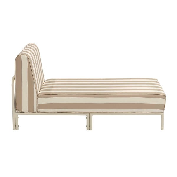OVIALA - Méridienne rayée pour salon de jardin modulable en tissu beige - Patio - large