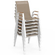 ID MARKET - Salon de jardin NOUMEA table 240 cm plateau verre trempé effet bois et 10 chaises empilables blanc et bois - vignette