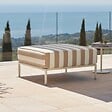 OVIALA - Pouf rayé pour salon de jardin modulable en tissu beige - Patio - vignette