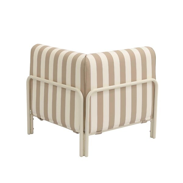 OVIALA - Fauteuil d'angle rayé pour salon de jardin modulable tissu beige - Patio - large