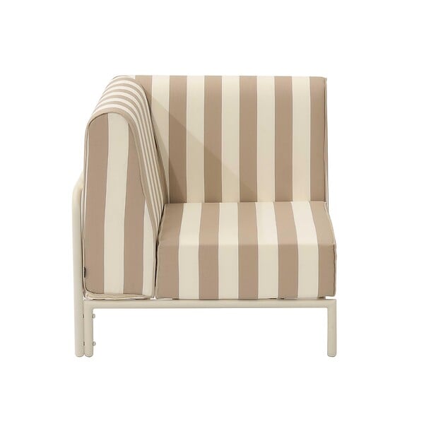 OVIALA - Fauteuil d'angle rayé pour salon de jardin modulable tissu beige - Patio - large