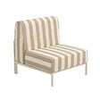 OVIALA - Chauffeuse rayé pour salon de jardin modulable en tissu beige - Patio - vignette