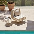 OVIALA - Chauffeuse rayé pour salon de jardin modulable en tissu beige - Patio - vignette