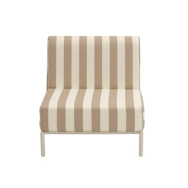 OVIALA - Chauffeuse rayé pour salon de jardin modulable en tissu beige - Patio - large