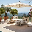 OVIALA - Salon de jardin bas modulable rayé 3 places beige - Patio - vignette