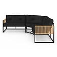 ID MARKET - Salon de jardin bas RIO 8 places salon d'angle structure métal et cordage effet rotin clair et coussins noir - vignette