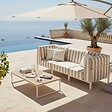 OVIALA - Salon de jardin bas modulable rayé 3 places beige - Patio - vignette