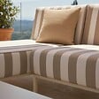 OVIALA - Salon de jardin bas modulable rayé 2 places beige - Patio - vignette