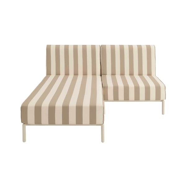 OVIALA - Salon de jardin bas modulable rayé 2 places beige - Patio - large
