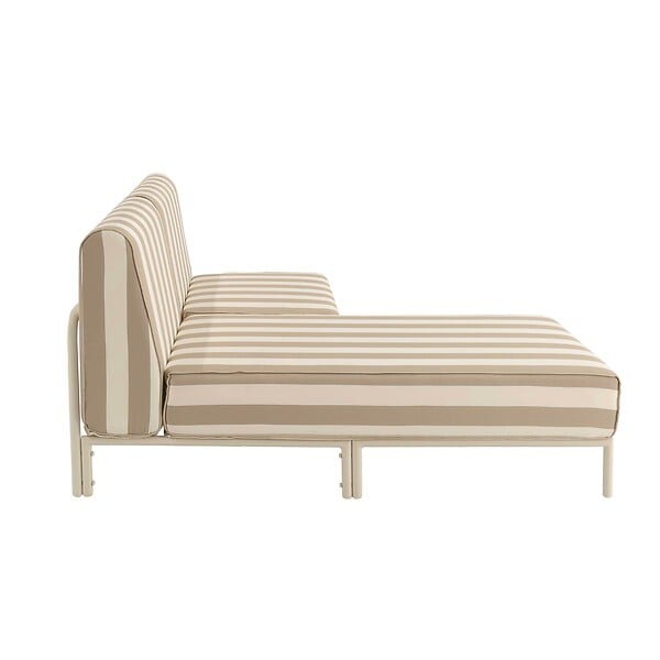 OVIALA - Salon de jardin bas modulable rayé 2 places beige - Patio - large