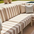 OVIALA - Salon de jardin bas modulable rayé 4 places beige - Patio - vignette