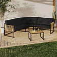 ID MARKET - Salon de jardin bas RIO 6 places salon d'angle structure métal et cordage effet rotin avec coussin noir - vignette