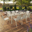 ID MARKET - Salon de jardin MADRID table 190 cm et 8 chaises empilables beige - vignette