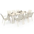 ID MARKET - Salon de jardin MADRID table 190 cm et 8 chaises empilables beige - vignette