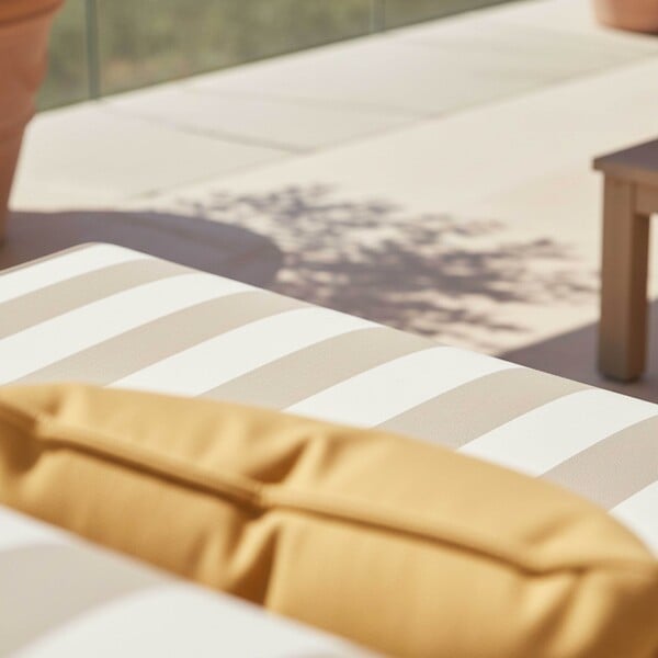 OVIALA - Salon de jardin bas modulable rayé 2 places beige - Patio - large