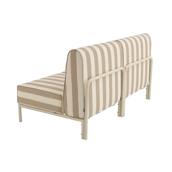 OVIALA - Salon de jardin bas modulable rayé 2 places beige - Patio - large