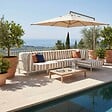OVIALA - Salon de jardin bas modulable rayé 5 places beige - Patio - vignette