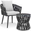 TECTAKE - Ensemble salon de jardin Lugano anthracite table chaise aluminium résine tressée coussins épais mobilier terrasse extérieur design cordé - vignette