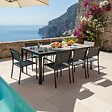 OVIALA - Ensemble table de jardin en aluminium effet bois et 8 fauteuils gris - Tivoli - vignette