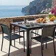 OVIALA - Ensemble table de jardin en aluminium effet bois et 8 fauteuils gris - Tivoli - vignette
