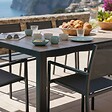 OVIALA - Ensemble table de jardin en aluminium effet bois et 8 fauteuils gris - Tivoli - vignette