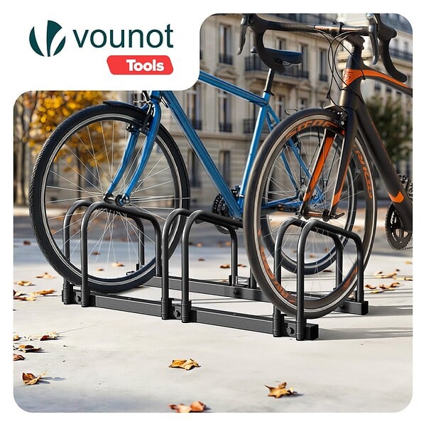 VOUNOT - Ratelier range velo acier mural et sol 3 vélos Noir - large
