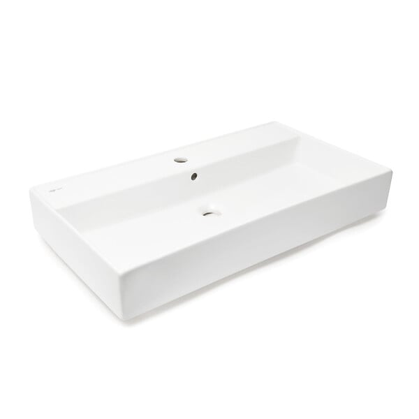 SWISS AQUA TECHNOLOGIES - Swiss Aqua Technologies Lavabo à poser et à suspendre 80,5x46,5 cm blanc 1 trou pour robinet SAT Infinitio (SATINF8046) - large