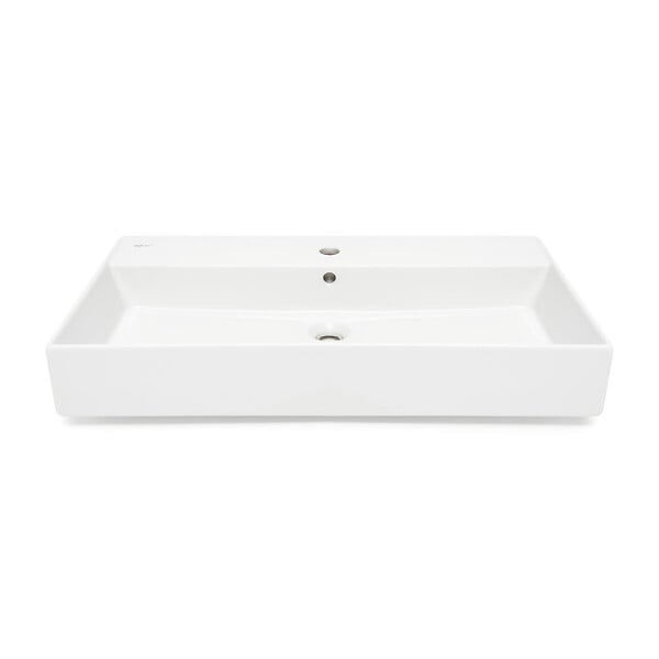 SWISS AQUA TECHNOLOGIES - Swiss Aqua Technologies Lavabo à poser et à suspendre 80,5x46,5 cm blanc 1 trou pour robinet SAT Infinitio (SATINF8046) - large