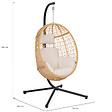 ID MARKET - Fauteuil oeuf suspendu ajouré effet rotin avec coussin écru - vignette