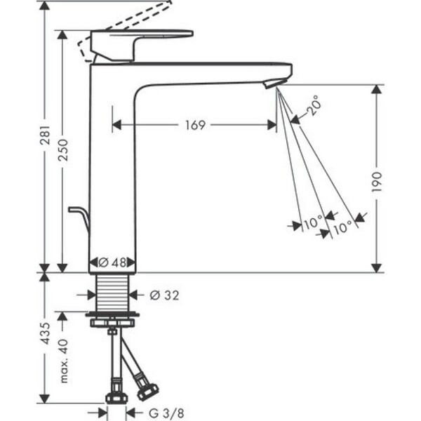 HANSGROHE - Mitigeur lavabo Vernis Blend 190 avec tirette et vidage synthétique Chromé + nettoyant Briochin - large