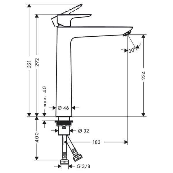 HANSGROHE - Mitigeur lavabo Talis E 240, sans tirette ni vidage blanc mat - large