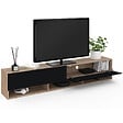 ID MARKET - Meuble TV 180 cm suspendu ELIO 2 portes avec étagère bois et noir - vignette