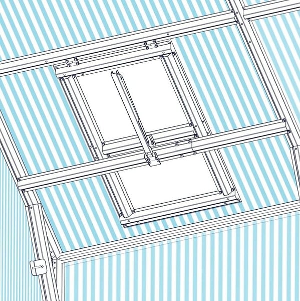 KLASIKA GREENHOUSES - Fenêtre de toit BERNARD pour serre avec ouvre-fenêtre automatique - large