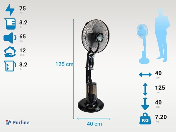 PURLINE - Ventilateur brumisateur à haut débit et 3 vitesses - large