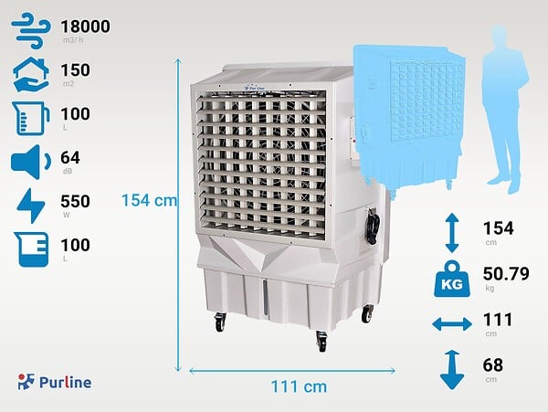 PURLINE - Rafraîchisseur par évaporation à haut débit et réservoir de 100L - large