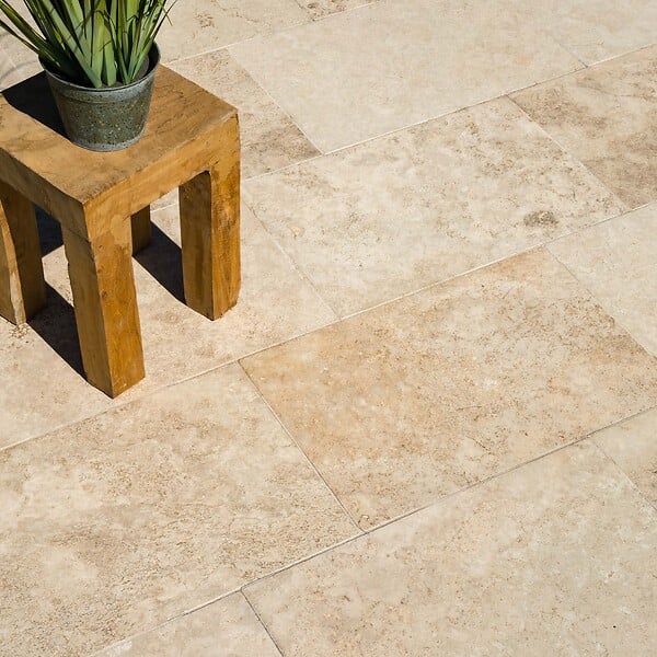 RO'MA NATURE - Carrelage Travertin Beige Nuancé 61x40,6x1,2 cm - Intérieur et Extérieur (lot de 1,24 m² 5 dalles) - large