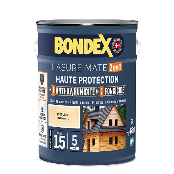 BONDEX - Lasure bondex 2en1 - Incolore - Satin - 5L - large