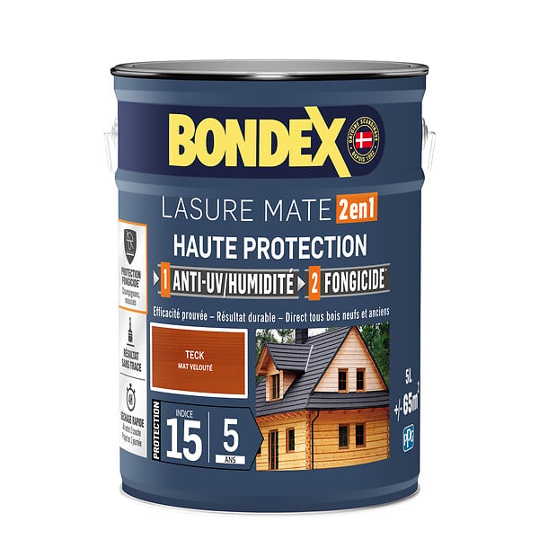 BONDEX - lasure bondex 2en1 5ans teck sat 5l - large