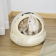 PAWHUT - Maison chat - niche chat portable avec poignée - sac de transport chat verrouillable - coussin amovible inclus - dim. Ø 41 x 35,2H cm - PP beige - vignette