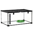 PAWHUT - Terrarium en verre - vivarium reptiles & batraciens - habitat tortue - couvercle grillagé coulissant verrouillable - distributeur eau, thermomètre inclus - métal noir verre - vignette