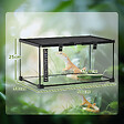 PAWHUT - Terrarium en verre - vivarium reptiles & batraciens - habitat tortue - couvercle grillagé coulissant verrouillable - distributeur eau, thermomètre inclus - métal noir verre - vignette