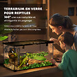 PAWHUT - Terrarium en verre - vivarium reptiles & batraciens - habitat tortue - couvercle grillagé coulissant verrouillable - distributeur eau, thermomètre inclus - métal noir verre - vignette