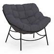 ID MARKET - Fauteuil de jardin relax LOA effet rotin gris et coussin gris - vignette