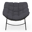 ID MARKET - Fauteuil de jardin relax LOA effet rotin gris et coussin gris - vignette
