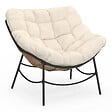 ID MARKET - Fauteuil de jardin relax LOA effet rotin avec coussin écru - vignette