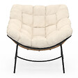 ID MARKET - Fauteuil de jardin relax LOA effet rotin avec coussin écru - vignette