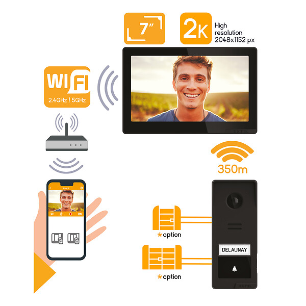EXTEL - Visiophone sans fil connecté avec accès par empreinte digitale - Wave 3 - Extel - 720337 - large