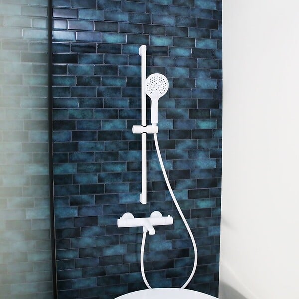 ESSEBAGNO - Luisa ensemble barre de douche blanc 3 pièces - large