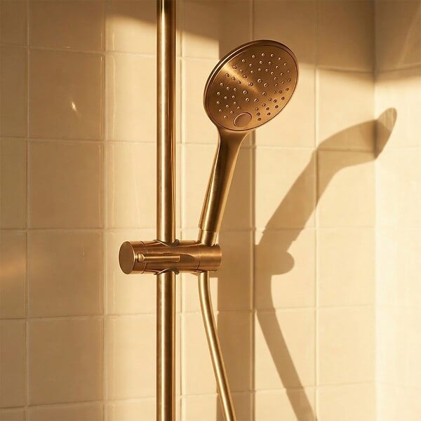 ESSEBAGNO - Luisa ensemble barre de douche cuivre brossé 3 pièces - large