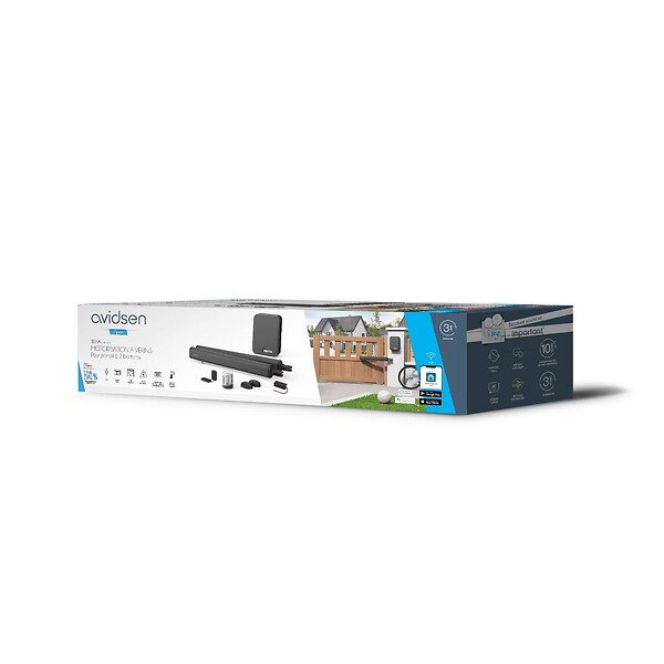 AVIDSEN - Motorisation connectée pour portail à battants Teha Connect + batterie de secours + digicode + 2 télécommandes supp. - large